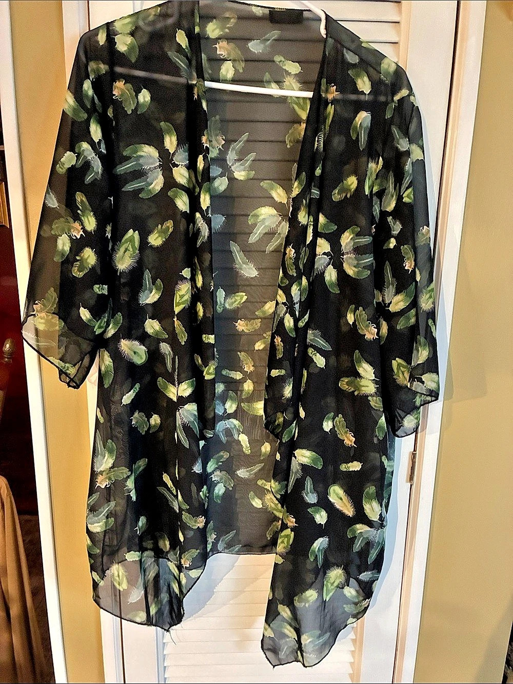 Floral Sheer Cover Up in Black & Green Like New